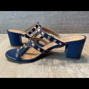 VALENTINO Rockstud Accents Leather Slides